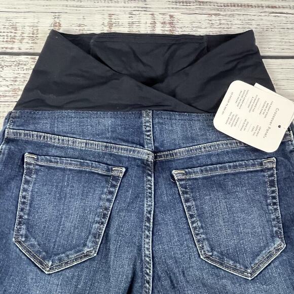 Isabel Maternity Denim Jean Bermuda Shorts sz 4/27 9" Inseam Crossover Panel - Picture 7 of 9
